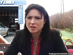 Sweet teen giving a blowjob and getting gaped hard