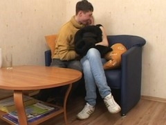 Soft armchair is the most good place for fucking such a nasty golden-haired
